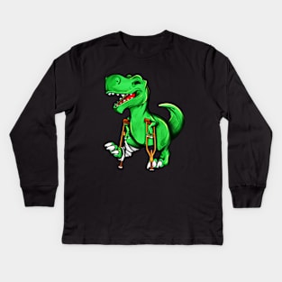 On crutches - cartoon TREX Kids Long Sleeve T-Shirt